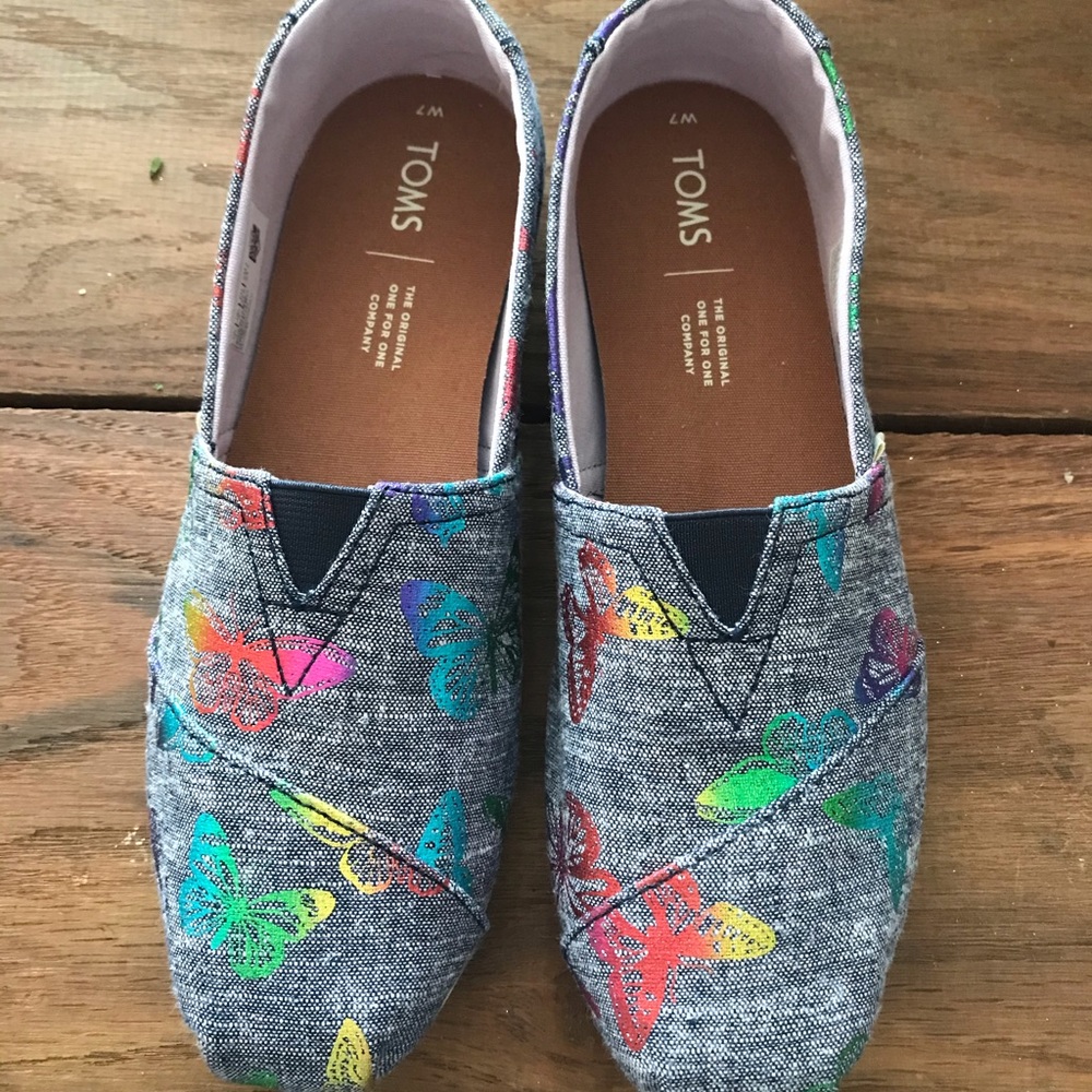 TOMS classic Rainbow Foil Chambray Butterflies